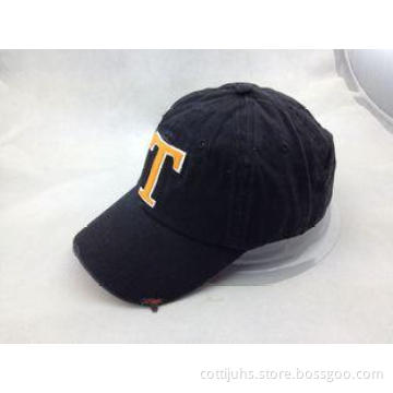 100% Cotton XL Velcro Peak Cap Black Applique Washing Baseb